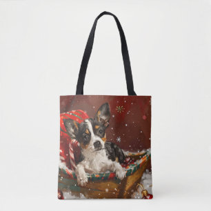 Bolsa Tote Rat Terrier Cog Natal Festivo