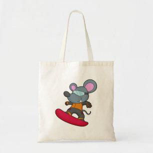Bolsa Tote Rato como Snowboarder com Snowboard