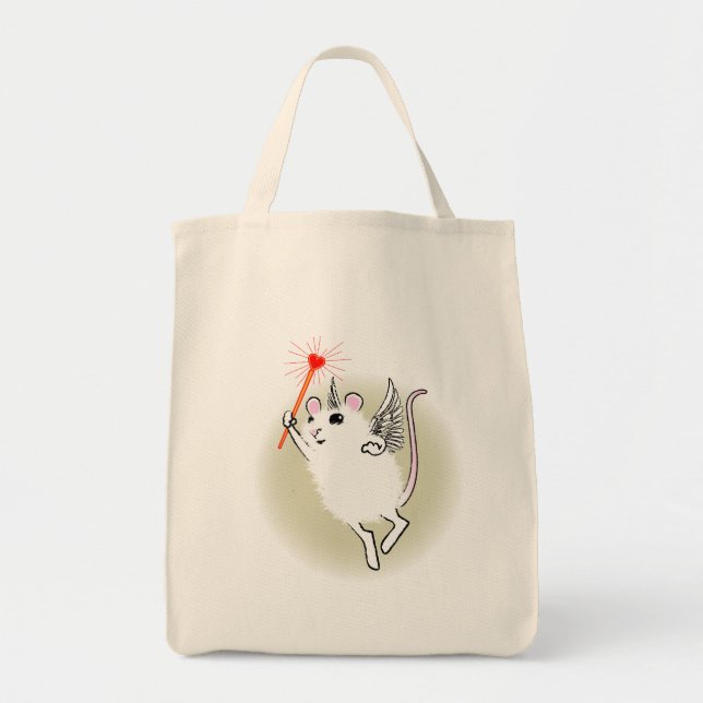 Bolsa Tote Rato de Faerie Branco (Frente)