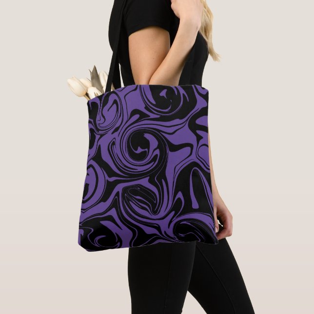 Bolsa Tote Rato de mármore roxo e preto (Close Up)