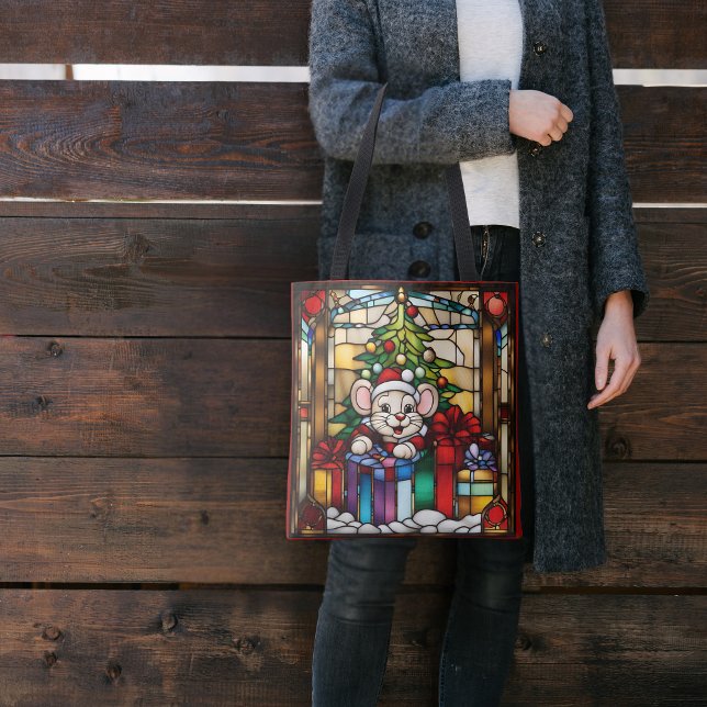 Bolsa Tote Rato De Natal Em Presente Vidro Mantido Faux (Criador carregado)