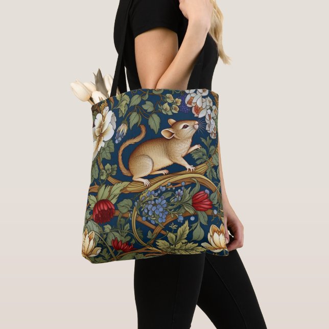 Bolsa Tote Rato e flores Art nouveau (Close Up)