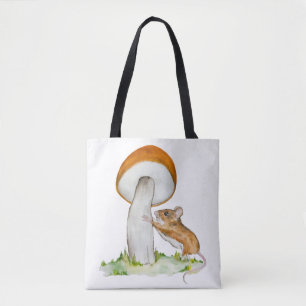 Bolsa Tote Rato engraçado com cogumelo selvagem