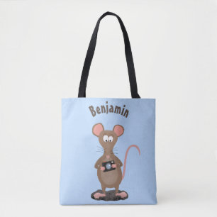Bolsa Tote Rato engraçado com ilustração de desenho animado c