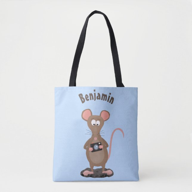 Bolsa Tote Rato engraçado com ilustração de desenho animado c (Frente)