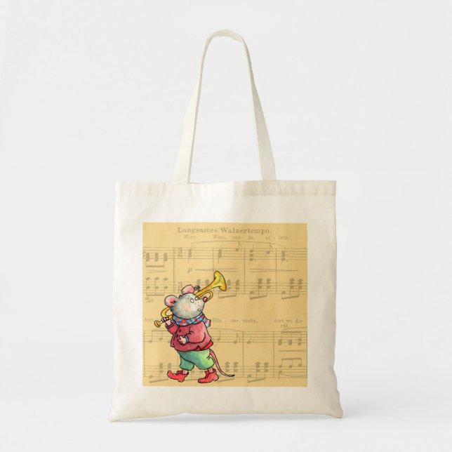 Bolsa Tote Rato na partitura - saco da trombeta (Frente)