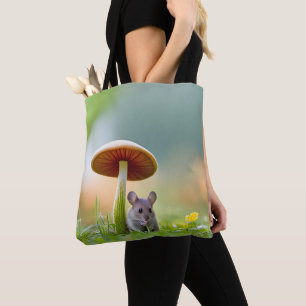 Bolsa Tote Rato Sob Um Cogumelo