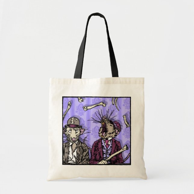 Bolsa Tote Ratos e Ossos - Arte Surreal Pop (Frente)