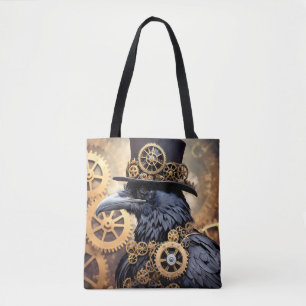 Bolsa Tote Raven em Top Hat Steampunk Art