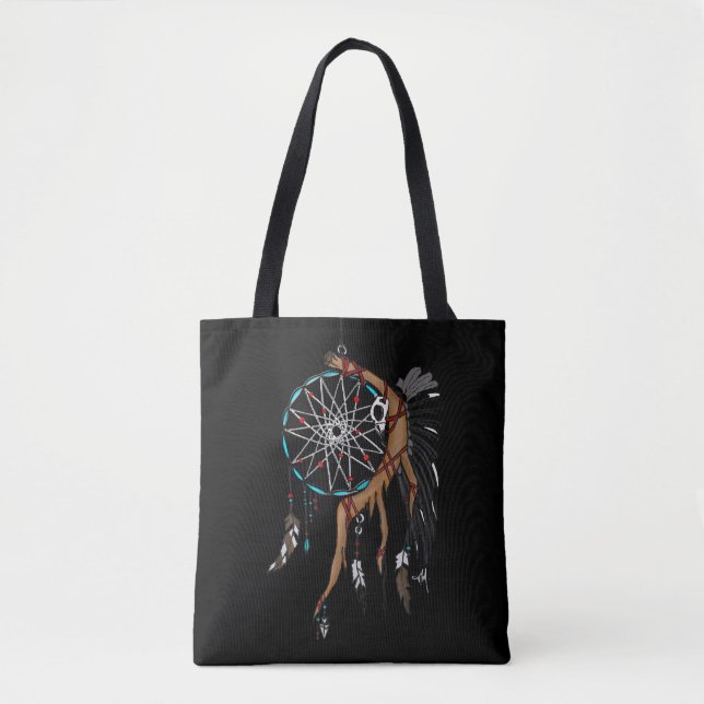 Bolsa Tote Raven Spirit Dreamcatcher (para cores escuras) (Frente)