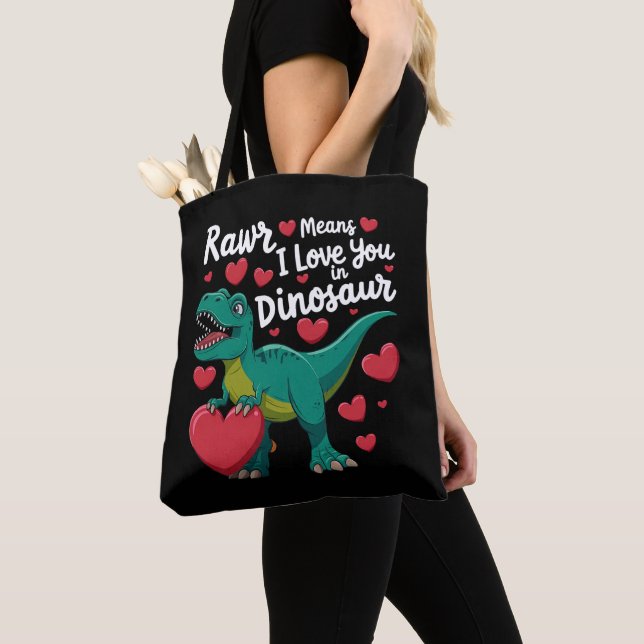 Bolsa Tote Rawr Significa Que Eu Te Amo Em Dinossauro T Rex D (Close Up)
