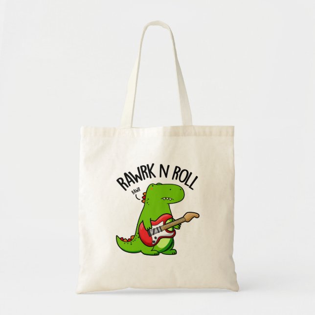 Bolsa Tote Rawrk E Roll Funny Rocker Dinossaur Pun (Frente)