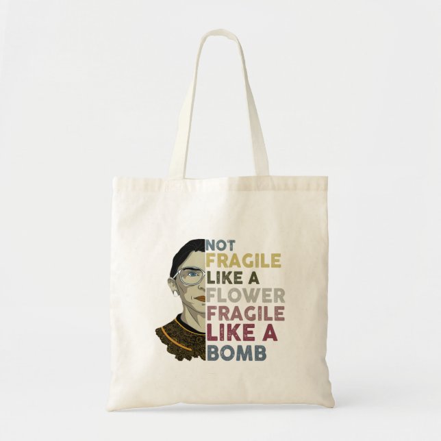 Bolsa Tote RBG/Frida Kahlo mashup - Frágil Como Uma Bomba (Frente)