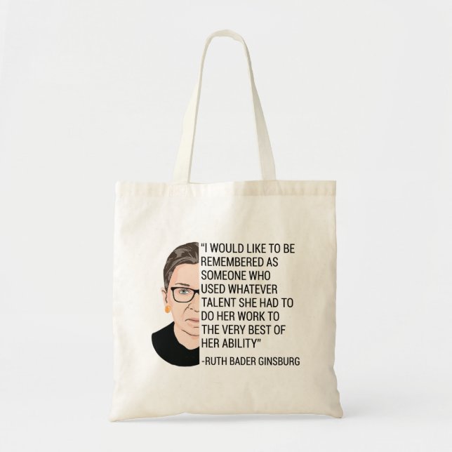 Bolsa Tote RBG Ruth Bader Ginsburg Tributo RIP (Frente)