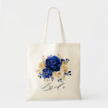 Bolsa Tote Real Azul Amarelo Dourado Folha Metálica<br><div class="desc">Saco de tota de cor azul-real elegante,  com buquê elegante de azul-real,  Marinho,  ouro,  botões de flores de rosa de cor amarela e folhas de eucalipto. Entre em contato comigo para obter ajuda sobre a personalização ou se você precisar de outro produto com este design.</div>