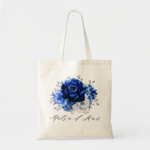 Bolsa Tote Real Blue White Silver Floral Matrão de Honra