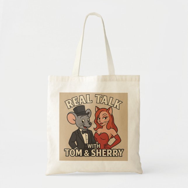 Bolsa Tote Real Talk with Tom and Sherry Cartoon Tote (Frente)