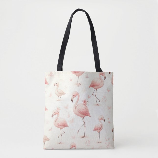 Bolsa Tote Rebanho de Flamingos Mais Fofos (Frente)
