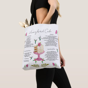 Bolsa Tote Receita de Bolo de Hummingbird