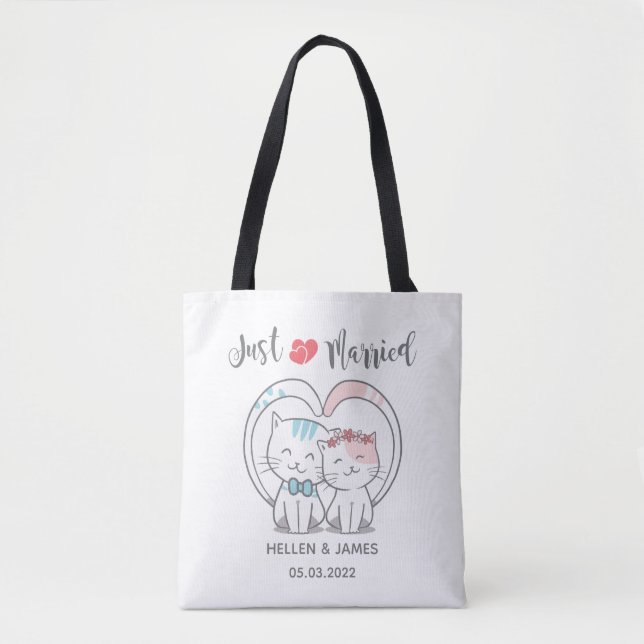 Bolsa Tote Recem casados Cat Wedding (Frente)