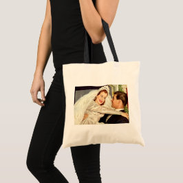 Bolsa Tote Recém-casados de casamento retrô, noiva e noivo fe