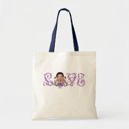 Bolsa Tote Recém-nascido de Cor LOVE Flores Roxas