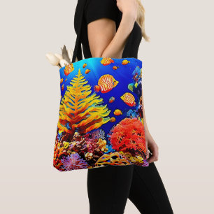 Bolsa Tote Recife de Peixes Tropicais submarinos
