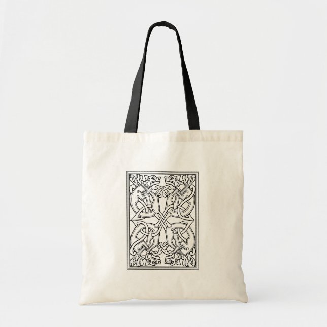 Bolsa Tote Rectangular celtic pattern black and white (Frente)