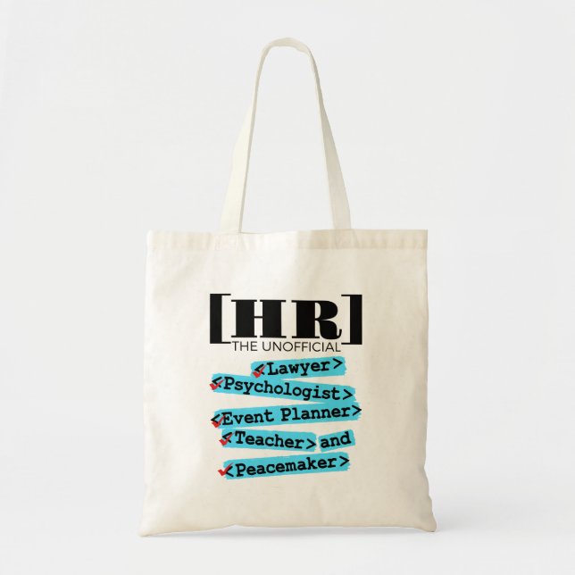 Bolsa Tote Recursos Humanos não oficial Engraçado HR (Frente)