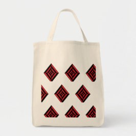 Bolsa Tote Red and Black Geometric Diamond Pattern Modern Tot
