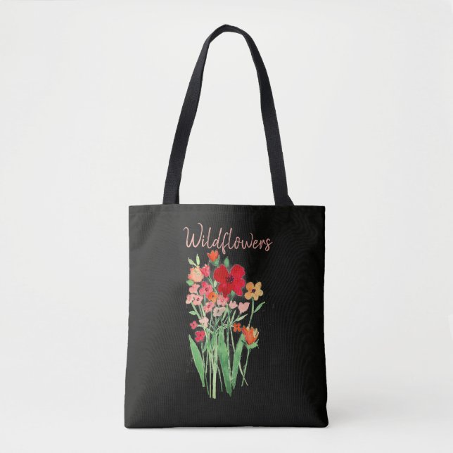 Bolsa Tote Red and Pink Wildflowers Text (Frente)