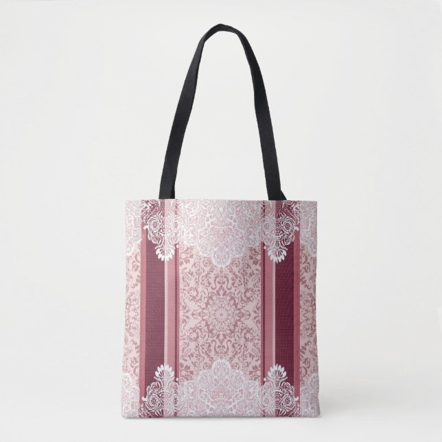 Bolsa Tote Red and white boho paisley print AI art  (Frente)