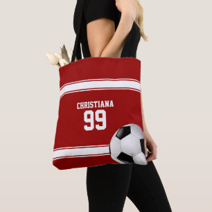 Bolsa Tote Red and White Strips Jersey Ball