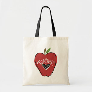 Bolsa Tote Red Apple e Heart Teacher Bag