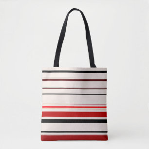 Bolsa Tote Red Black Beige Brown Stripes