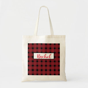 Bolsa Tote Red Black Gingham Personalizado Tote Bag