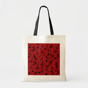 Bolsa Tote Red Black Music Notes Bag