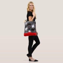 Bolsa Tote Red&Black Scribble, Tragetaschen Mit Langen Träger