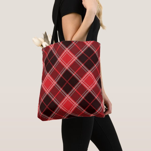 Bolsa Tote Red Black Tartan (Close Up)