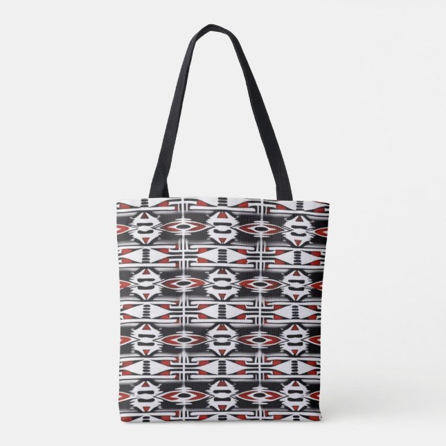 Bolsa Tote Red, Black & White Tribal Tapestry (Verso)