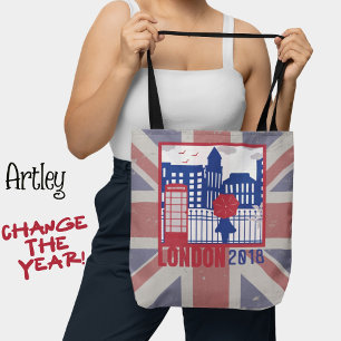 Bolsa Tote Red Blue United Kingdom Flag London Scenyear