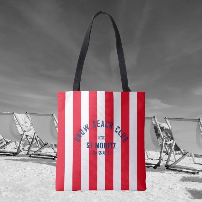 Bolsa Tote Red Cabana Stripe Winter do TSnow Beach Club (Criador carregado)