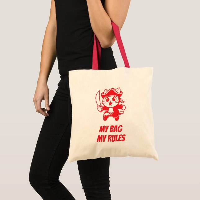 Bolsa Tote Red Cartoon Pet Engraçado Slogan (Frente (produto))