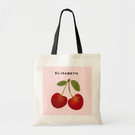 Bolsa Tote Red Cherries Fruta Personalizar o nome Tote Bag