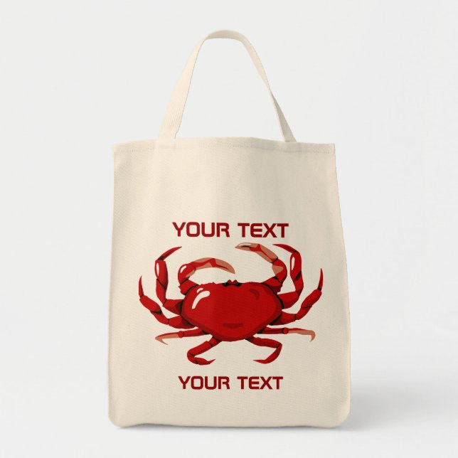 Bolsa Tote Red Crab Template  Grocery Tote Bag (Frente)