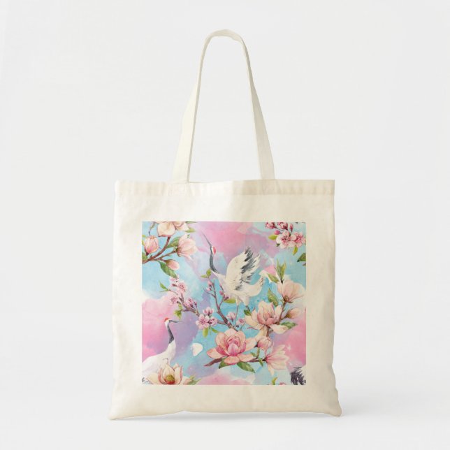 Bolsa Tote Red Crane Watercolor - Japão (Frente)
