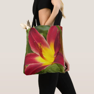 Bolsa Tote Red Daylily Bloom Floral