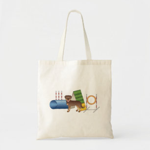 Bolsa Tote Red E Tan Rottweiler Com Equipamento De Agilidade