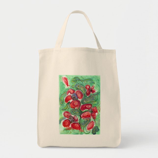 Bolsa Tote Red Flowers Fantasy (Frente)