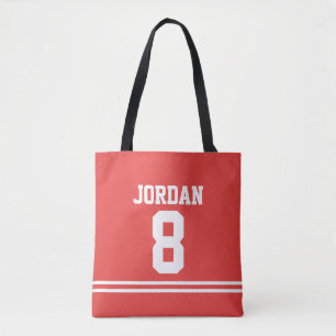 Bolsa Tote Red Football Jersey com nome e número personaliza